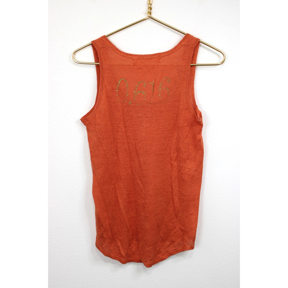 Knitted by IKKS Women's Sleeveless Orange Knit Sweater 0.616 Decoration Linen S - Picture 8 of 10